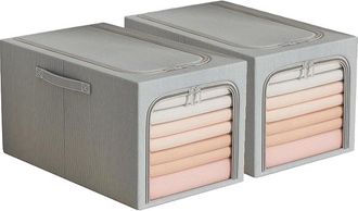No Brand Cesta Plegable De 2 Piezas Para Guardar Ropa Con Ventana De Visualizaci&oacute;n Para Dormitorios (gris, 31 L / 304523 Cm)
