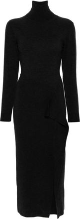 P.A.R.O.S.H. Turtle-Neck Midi Jurk - Dames - Casual kleedjes - Grijs - XS - Wol - Kleedjes