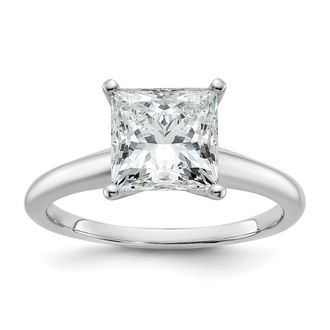 Diamond2Deal 14k White Gold 2 1/2 Ct Princess Lab Grown Diamond Solitare Engagement Ring
