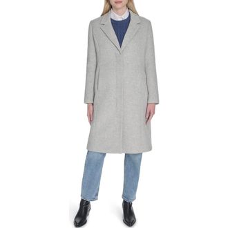 Cole Haan Slick Wool Blend Coat in Light Grey at Nordstrom, Size 14