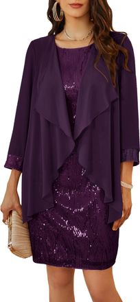 Grace Karin Women Daily Sequin Dress Christmas Holiday Dance Sleeveless Sequined Dress Deep Purple L