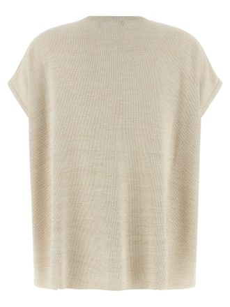 Fabiana Filippi Lam&eacute; Thread Cotton-Viscose Blend Sweater - Beige