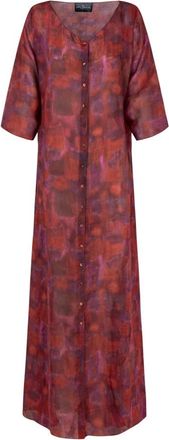Cortana Janis- jurk in ramie indira print- - Dames - Maxi kleedjes - Rood - L - Kleedjes