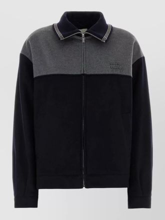 Miu Miu velour jacket contrast panel buttoned cuffs collar