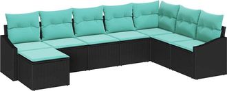 vidaXL Juego De Sof&aacute; 8 Uds. Negro Rat&aacute;n Sint&eacute;tico Vidaxl