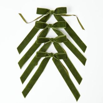Mrs. Alice Velvet Bows (Set of 4) - 20cm in Green at Nordstrom