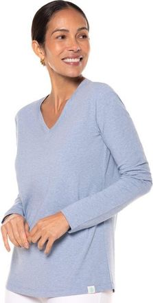 Coolibar Womens Morada V-Neck Long Sleeve T-Shirt, UPF 50+ Sun Protection in Light Blue Heather at Nordstrom, Size X-Large