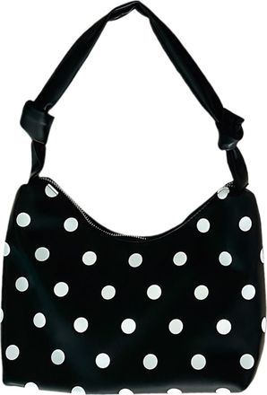 Generic Cymwer Polka Dot Hobo Bag Soft PU Leather Shoulder Handbag Satchel for Women (Black)