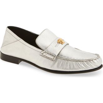Versace Medusa Convertible Metallic Penny Loafer in Silver-Versace Gold at Nordstrom, Size 10.5Us