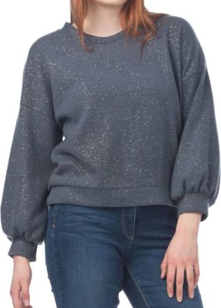 Papillon Lurex Infused Dolman Sleeve Top In Steel Blue