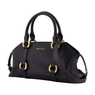 Alexander McQueen Womens Farringdon Top Handle Bag Black Calfskin