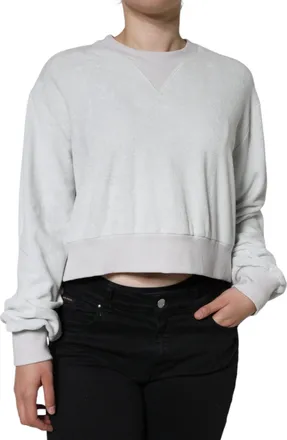 Dolce & Gabbana Womens Nylon Stretch Crew Neck Sweatshirt White Elastane Sweatshirts
