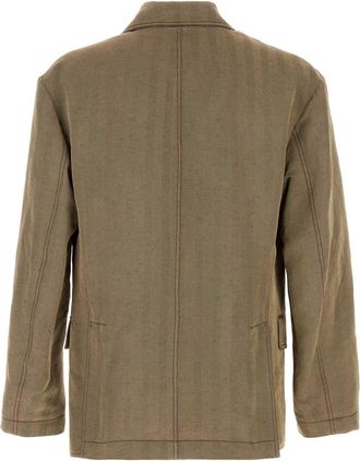 Ferragamo Mens Embroidered Linen Blend Blazer Expressosafari Exterior: Viscose Giacche E Gilet Jacket