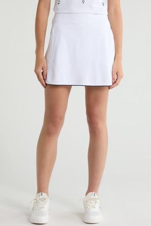 G/Fore Mid Rise Tulip Hem Piqu&eacute; Golf Skort in Snow/Twilight at Nordstrom, Size X-Large