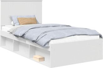 vidaXL Bed Frame with Headboard White 100 x 200 cm Solid Pine Wood vidaXL