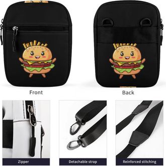 Generic Hamburger French Fries Crossbody Bag Adjustable Satchel Cute Shoulder Bag Lightweight Sling Bags