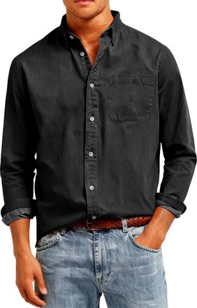 Generic Mens Long Sleeve Shirts Tops UK Plus Size Casual Button Up ShirtClassic Fit Casual with Chest Pocket and Adjustable Cuffs Top Ladies Spring Summer Blo