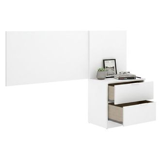 Dmora Cabezal De Cama Lead, Mesita Incluida, Individual, Estructura Marr&oacute;n, 34x141 Cm Blanco