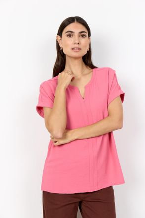 Soyaconcept Shirtbluse SOYACONCEPT SC-CATH 1, Damen, Gr. XXL, rapture rose, Web, Obermaterial: 100% Polyester, unifarben, normal, V-Ausschnitt, Blusen Shirtbluse