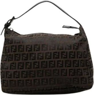 Fendi Pre-owned Canvas Shoulder Bag - Dames - Pre-owned - Bruin - Maat: ONE Size Leer