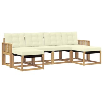 vidaXL Conjunto De Sof&aacute;s De Exterior Con Coj&iacute;n 6 Pcs Blanco Y Crema Vidaxl