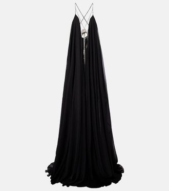 DAVID KOMA Embellished chiffon gown