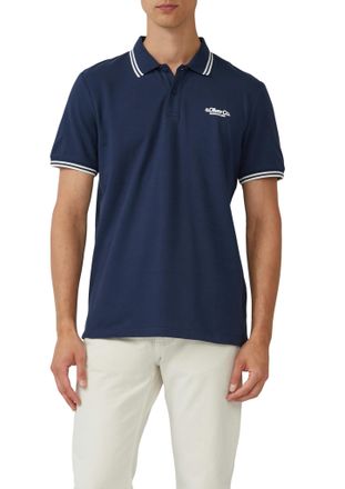 s.Oliver Poloshirt S.OLIVER, Herren, Gr. XL, blau, Piqu&eacute;, Obermaterial: 100% Baumwolle, unifarben, regular fit taillenbedeckt, Rundhals, kontrastfarben, Shirts