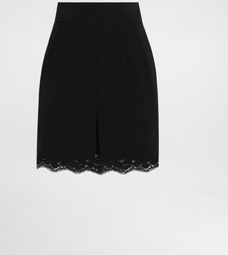 Dolce & Gabbana Double Cr&ecirc;pe Wool Skirt - Woman Skirts Black 42