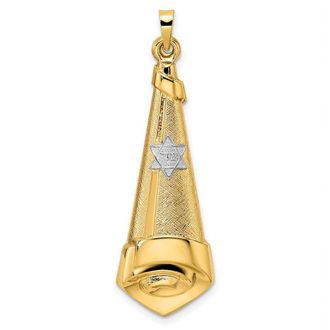 Diamond2Deal 14k Two-tone Gold Polished Hollow Scroll Pendant