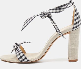 Alexandre Birman Grey/white Canvas And Fabric Ankle Strap Sandals