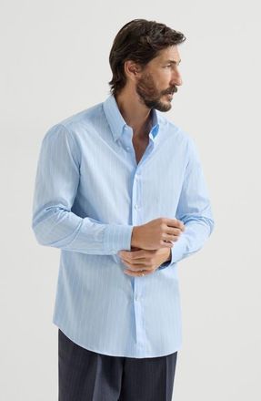 Brunello Cucinelli Button-down collar shirt in Azure at Nordstrom, Size 4X-Large Eu