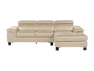 VENTE-UNIQUE.COM Sof&aacute; rinconera piel 4 plazas topo 260x167cm