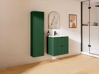 Vente-Unique Colonna da bagno sospesa scanalata H140 cm Verde opaco - ZEVINI