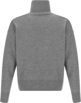 Ami Puff Logo Turtleneck Sweater - Grey