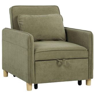 HOMCOM Sof&aacute; cama individual 74x85.5x82 cm verde oscuro