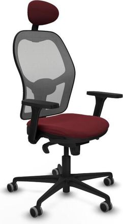 Piqueras y Crespo Jorquera Sincro Malla Gris Similpiel Granate Brazos 3d Base Nailon Cabecero Fijo Ruedas 65mm Engomada