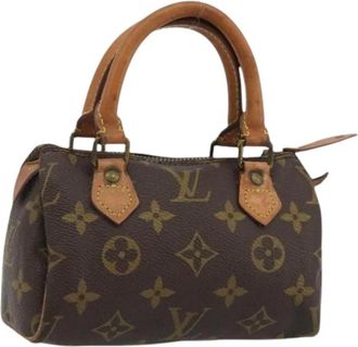 Louis Vuitton Pre-owned Monogram Canvas Mini Hand Bag - Dames - Vintage Mini Tas - Bruin - ONE Size - Leer - Vintage