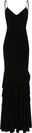 Nissa ruffled chiffon maxi dress - women - Spandex/Elastane/Polyester - 36 - Black