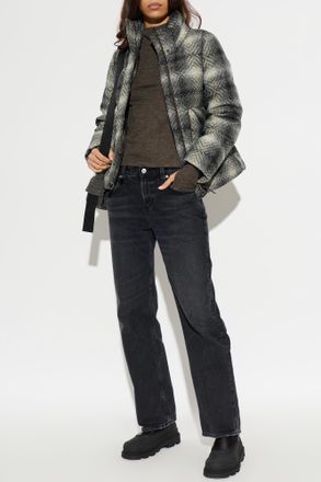 Woolrich Grey Down Jacket With Stand Collar, Womens, Grey