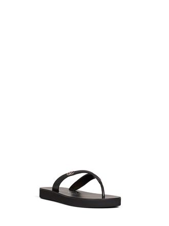 Gucci Womens Platform Thong Sandals Black Nappa Leather Lambskin