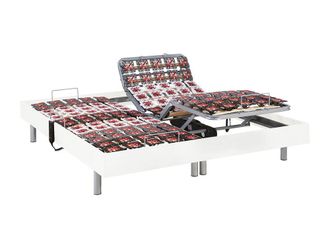 Vente-Unique Electric Adjustable Bed 2X78 White Wood Decorative Pads - 2 X 90 X 200 | Size: Single