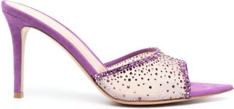 Gianvito Rossi 103mm Elle crystal-embellished sandals - women - Calf Suede/Calf Suede/Calf Leather/Calf Leather/Crystal - 39.5 - Neutrals