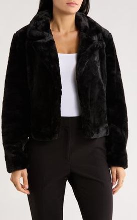 Blank NYC Faux Fur Crop Jacket in Black at Nordstrom Rack, Size X-Small