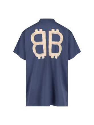 Balenciaga Mens T-Shirts And Polos Blue Outer Fabric: Cotton