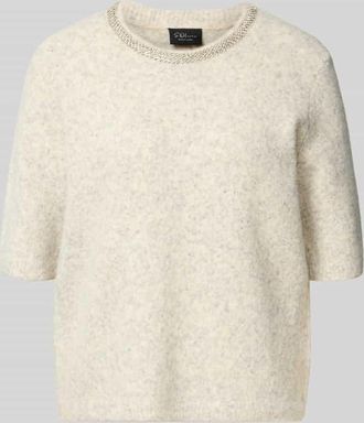 s.Oliver Black Label Boxy Fit Strickpullover mit kurzem Arm und Woll-Anteil in Hellgrau, Größe 34