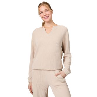 Free Country Womens Ripple Knit Long Sleeve Pullover Top