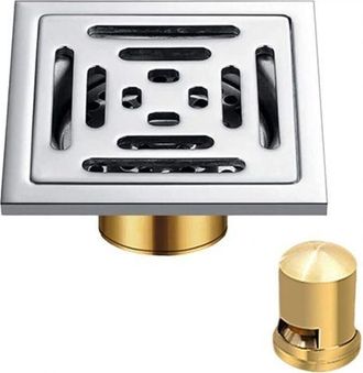 OEM Desag&uuml;e Exterior, Desag&uuml;e De Piso, Trampa Para Olores De Ba&ntilde;o Y Ducha - Cuadrado, Filtro De Lat&oacute;n