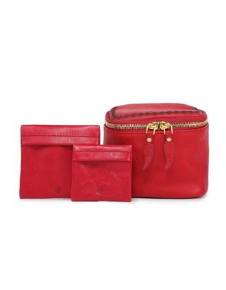 OLD TREND Celosia Genuine Leather Cube Jewelry Case in Red at Nordstrom