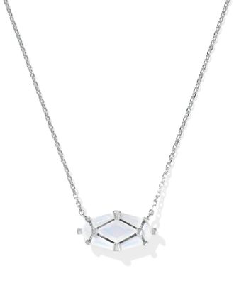 Kendra Scott Womens Lindy Rae Elisa Short Pendant Necklace In Silver White Opalite Crystal