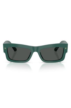 Jimmy Choo London 53mm Rectangular Sunglasses in Dark Green /Dark Grey at Nordstrom